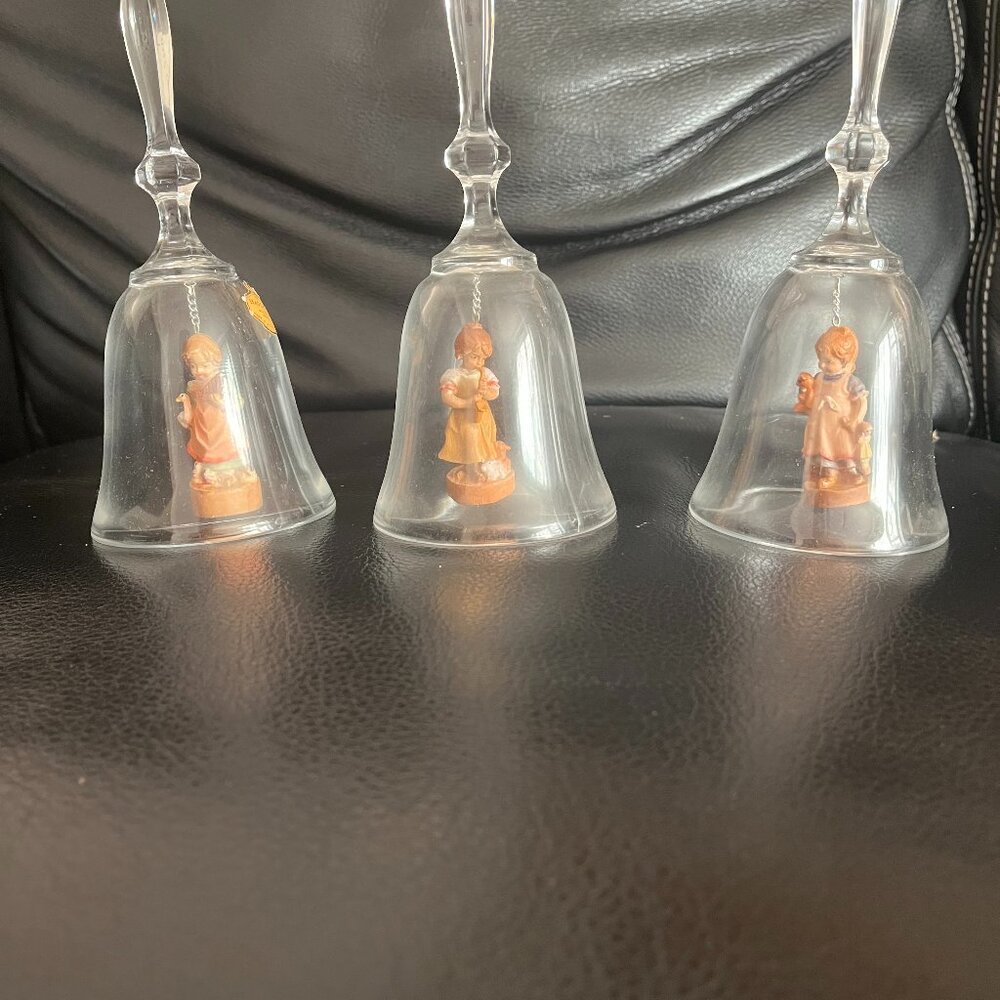 3 Dolfi Lead Crystal Bells